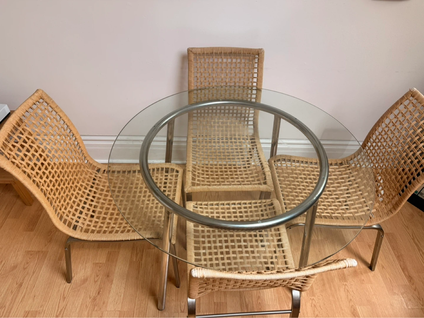 Glass Top Dining Table with 4 Wicker Chairs - photo 4