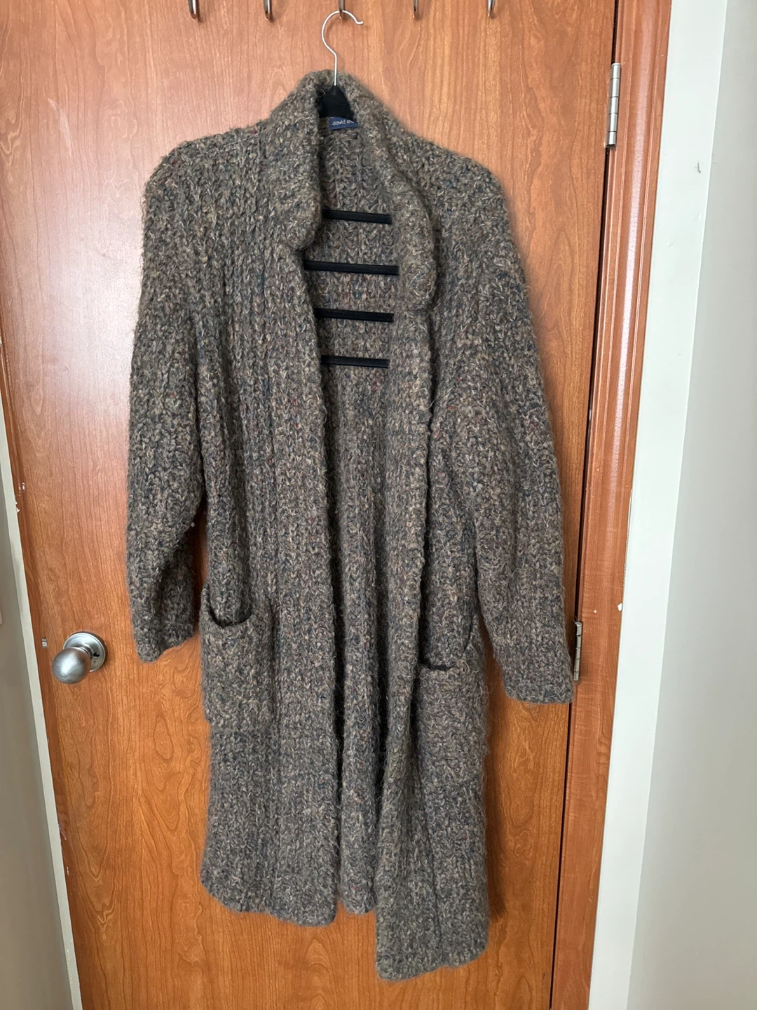 Long textured knit cardigan