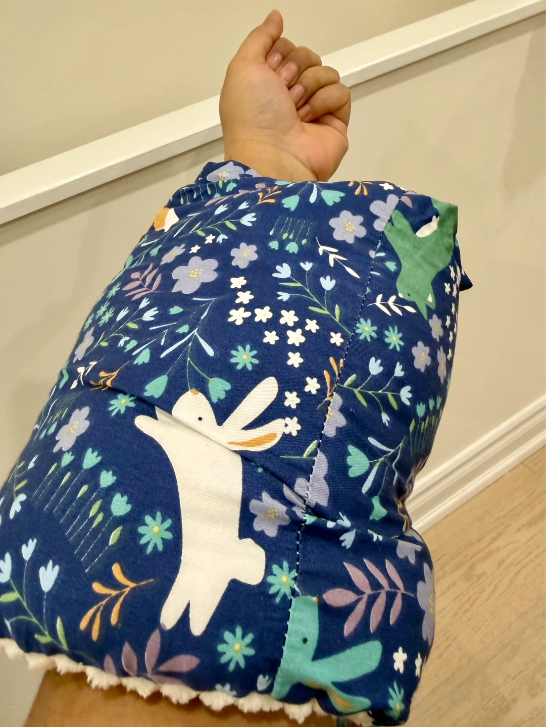 Blue Floral Fox & Bunny Plush Neck Pillow - photo 3