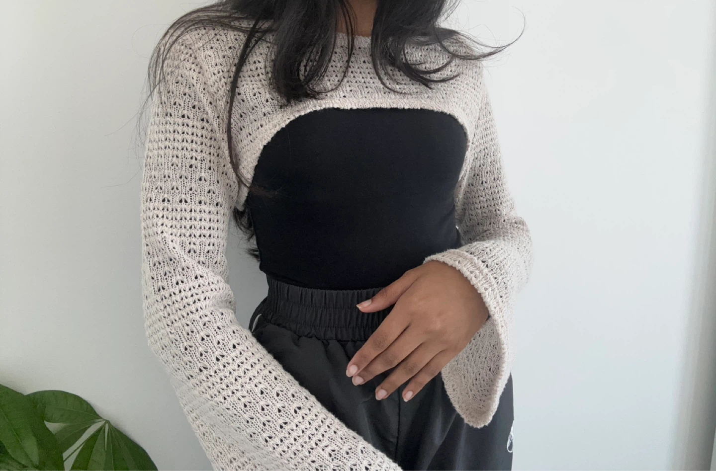 Beige Cropped Knit Sweater - photo 3