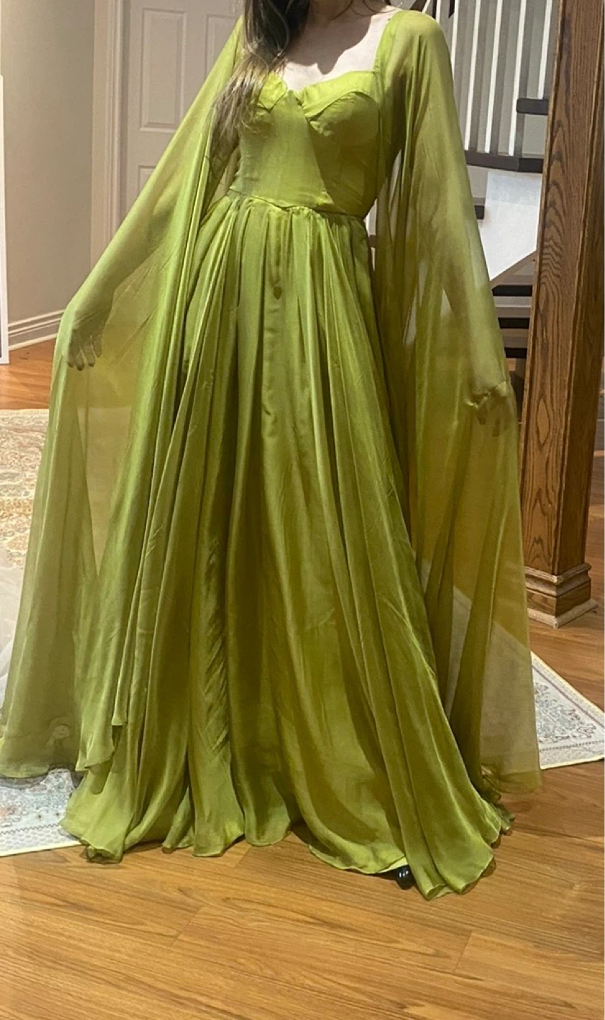 Lime Green Flowy Evening Gown
