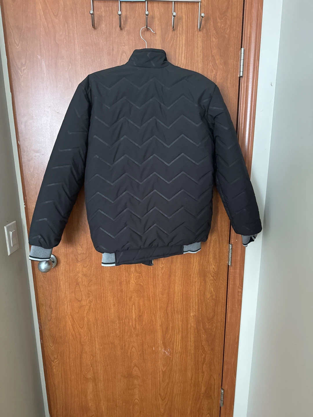 Black Quilted Bomber Jacket - photo 2