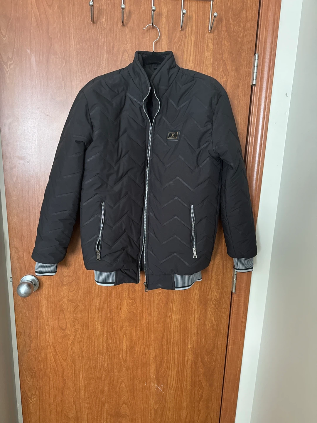Black Quilted Bomber Jacket