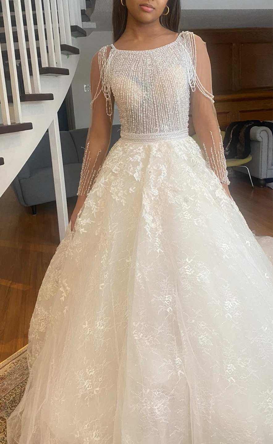 Sparkly Beaded White Ball Gown