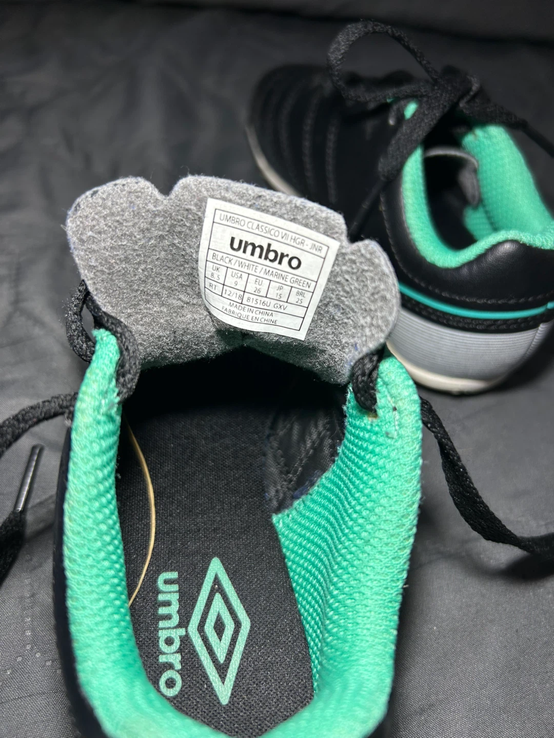 Umbro Classico VI HG Soccer Cleats Black/White/Marine Green - photo 4