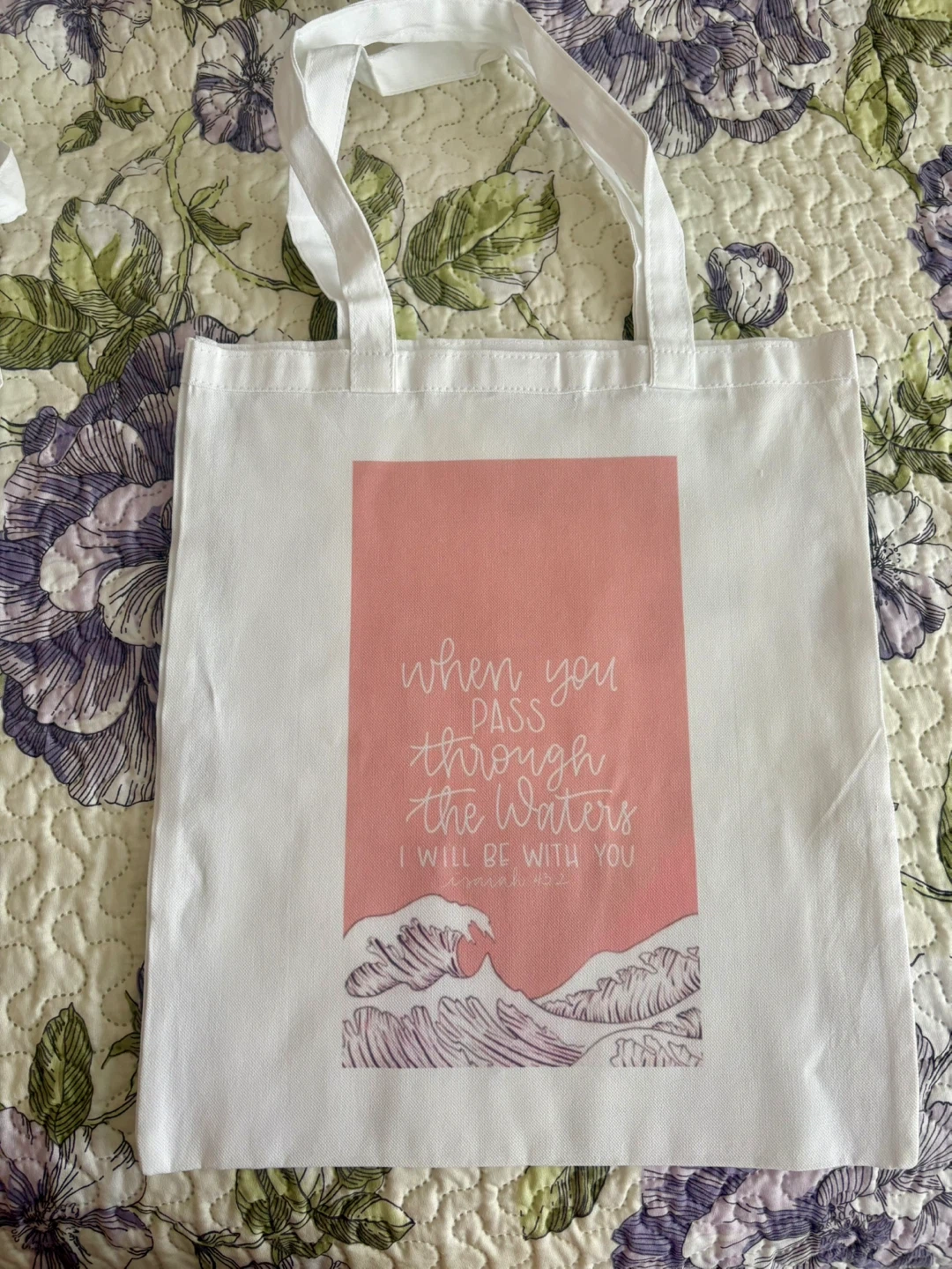 White Canvas Tote Bag with Christian Verses - photo 4