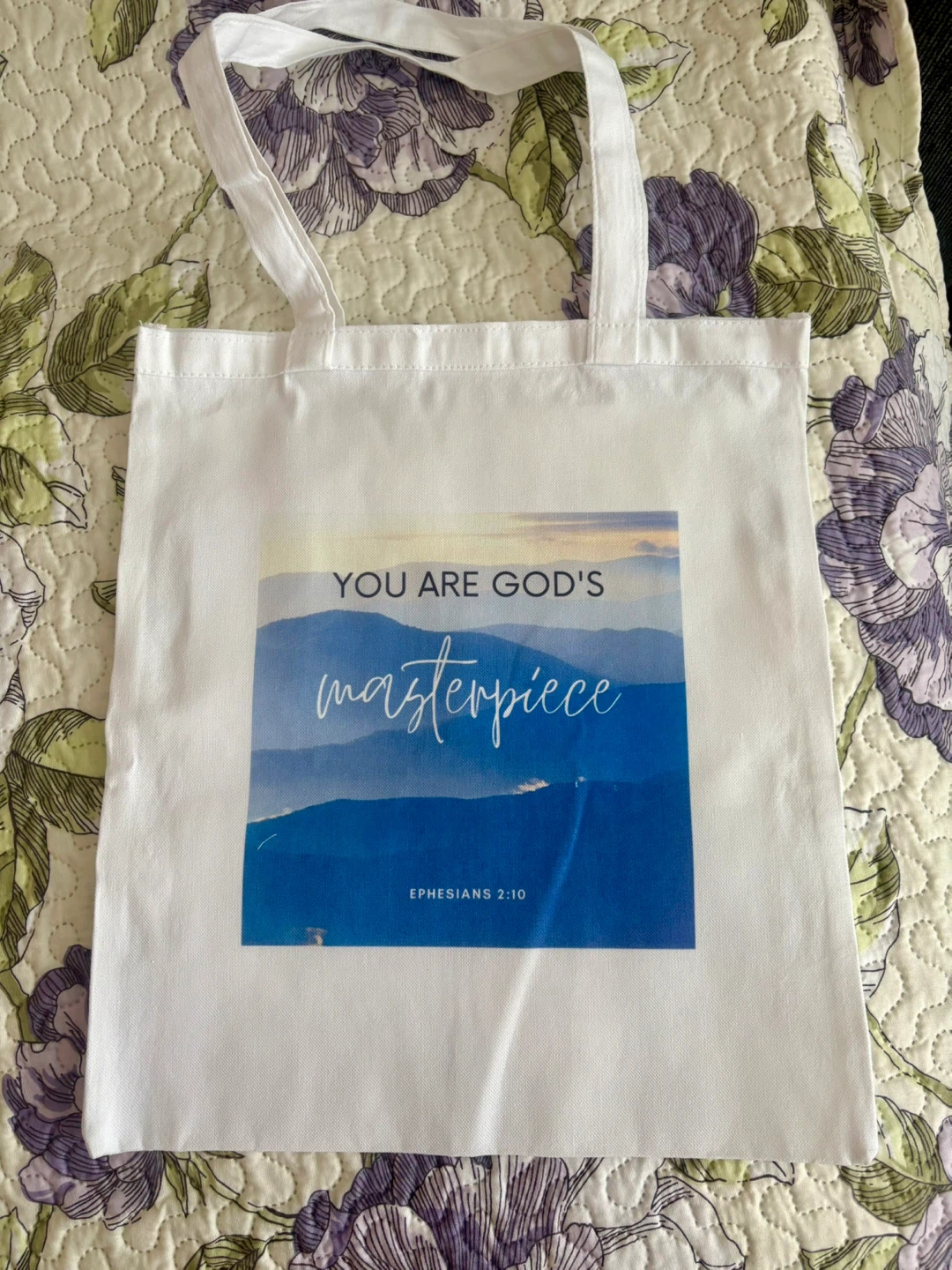 White Canvas Tote Bag with Christian Verses - photo 2