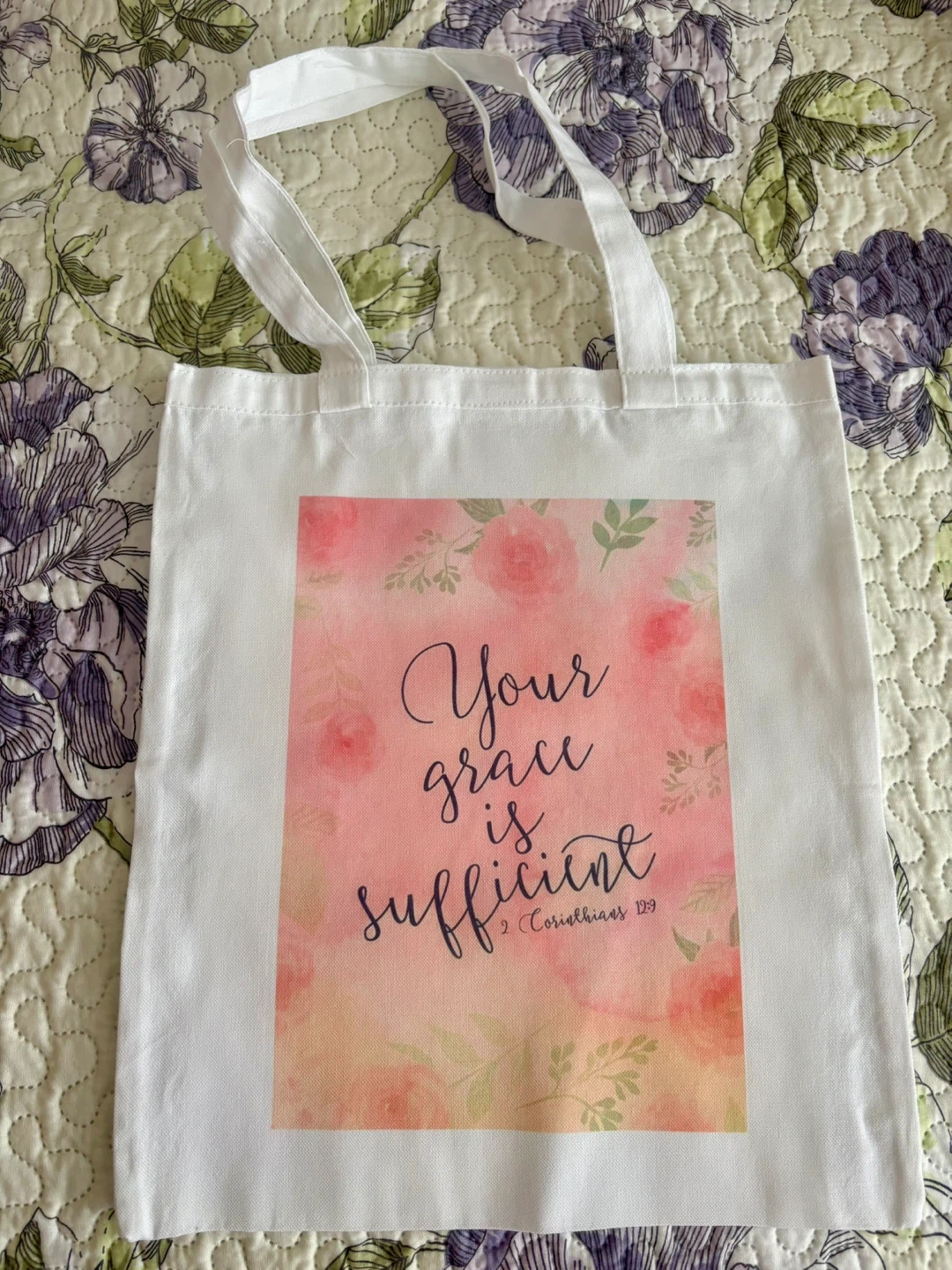 White Canvas Tote Bag with Christian Verses - photo 3