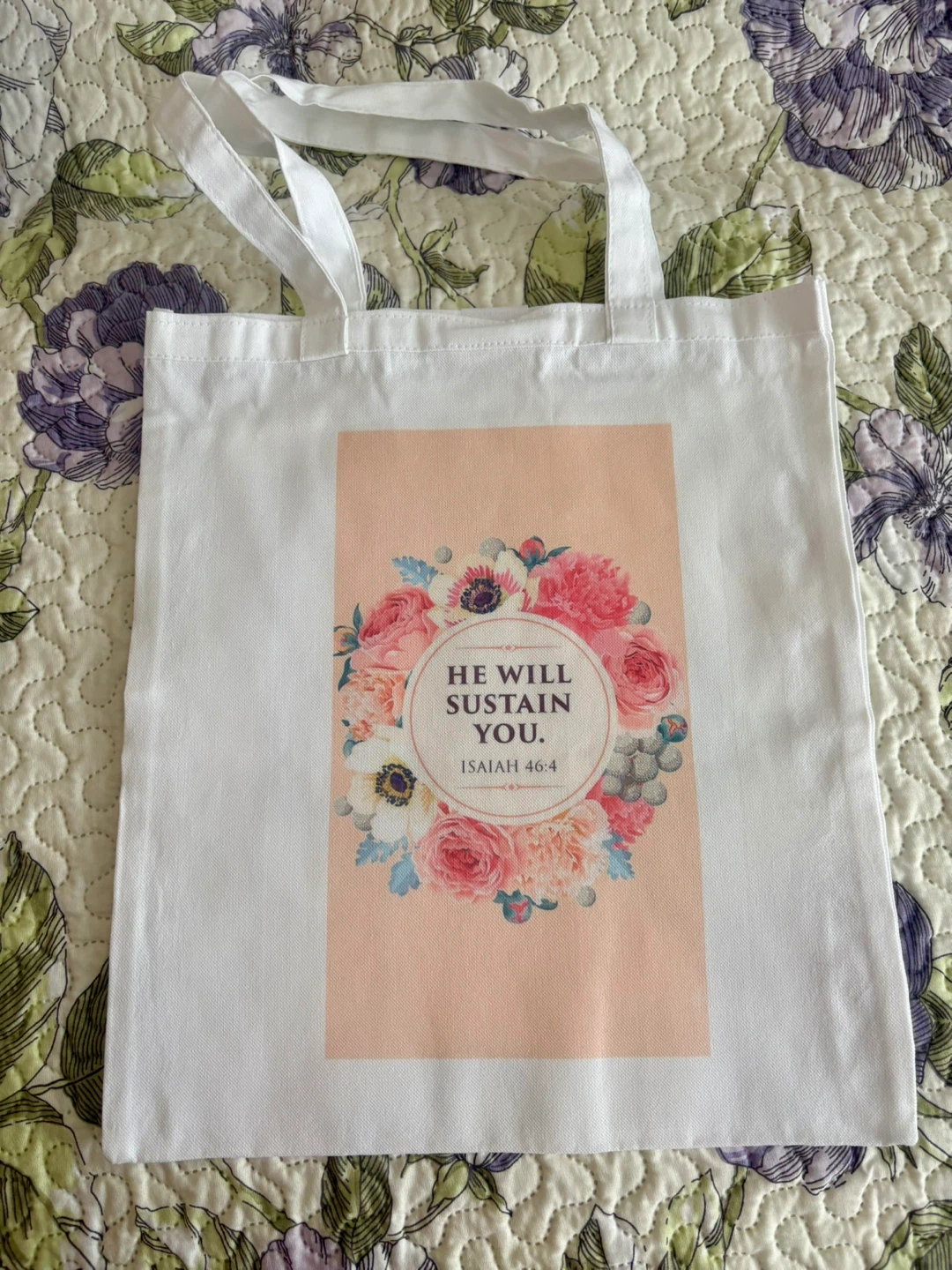 White Canvas Tote Bag with Christian Verses - photo 5