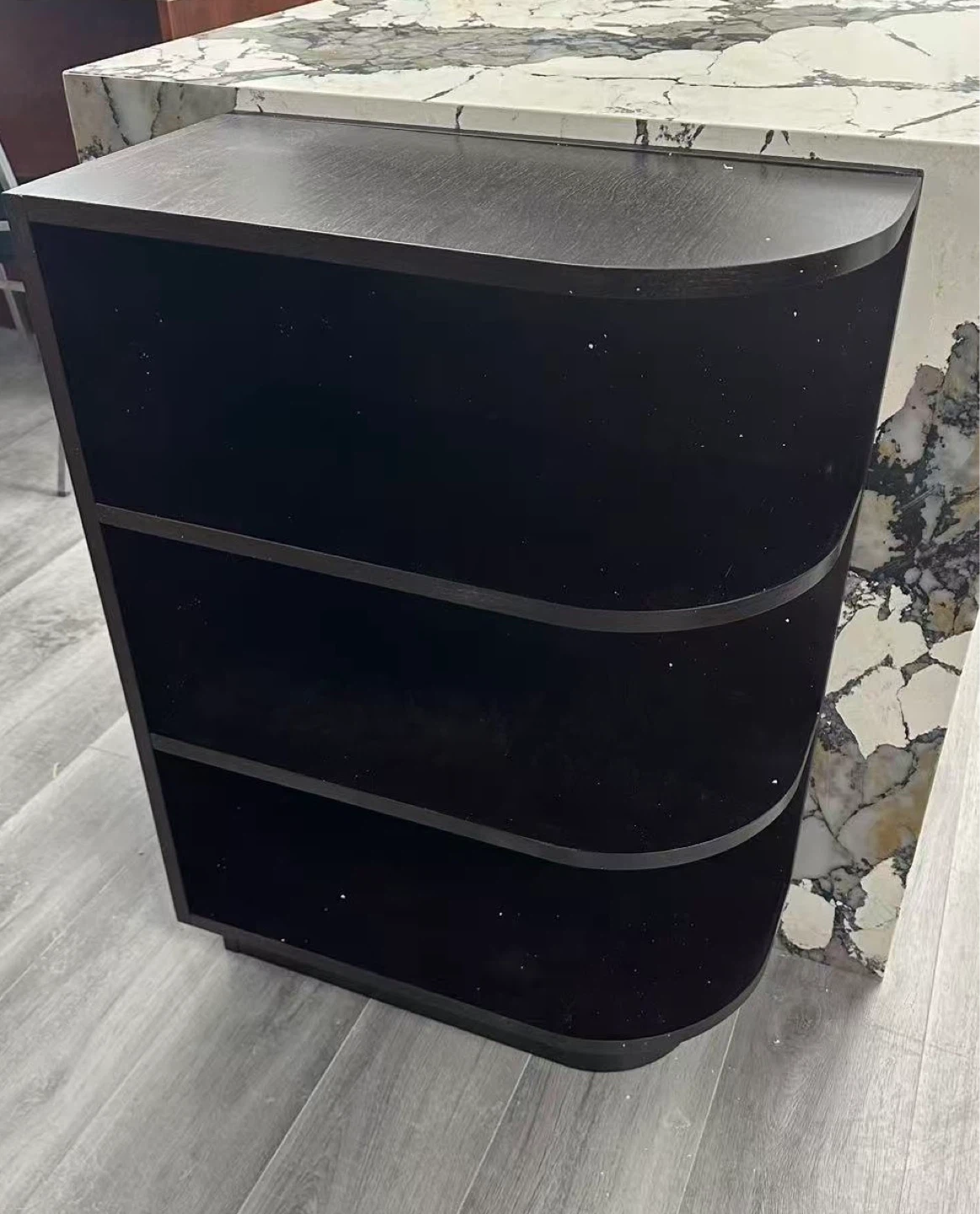 Dark Wood Curved End or  corner Shelf