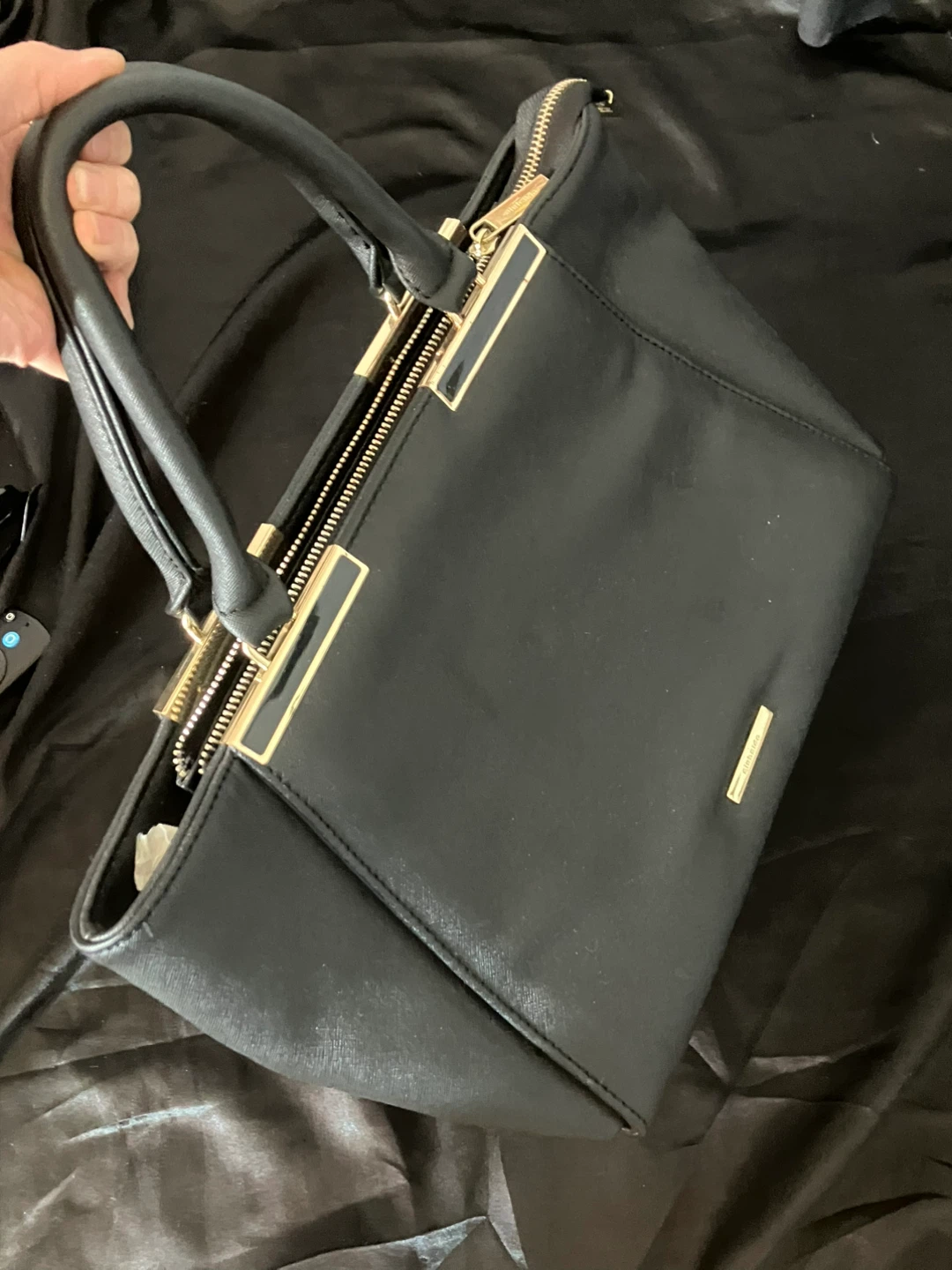 Black Leather Satchel Handbag - photo 4