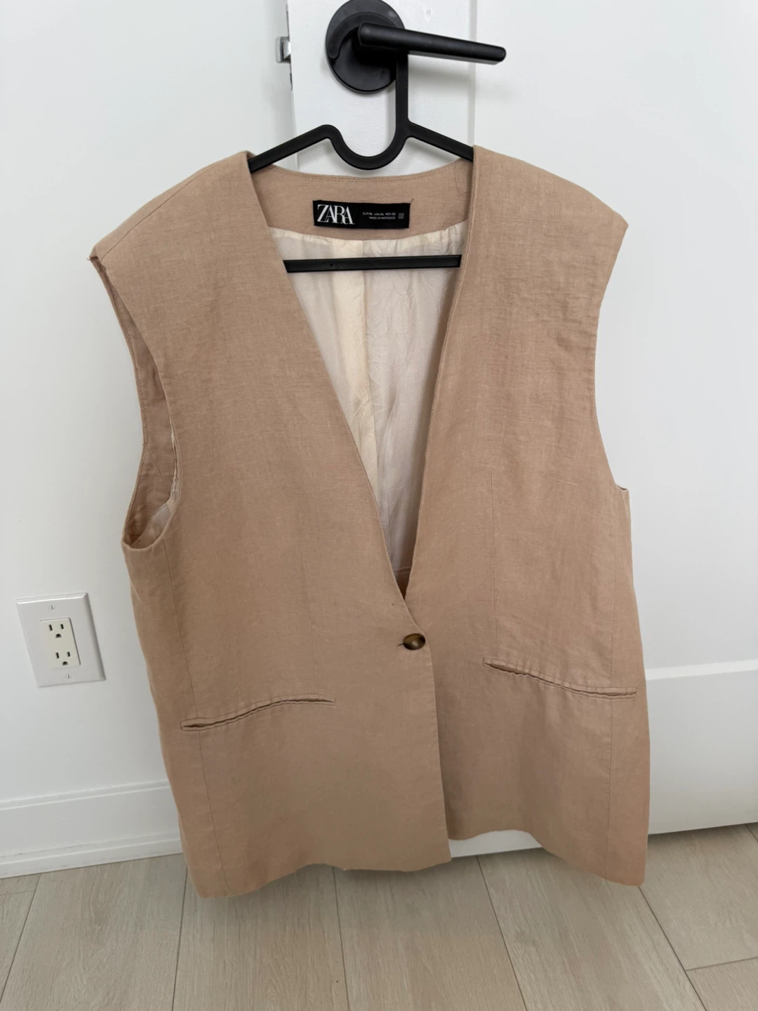 Zara Linen Blend Vest - Beige