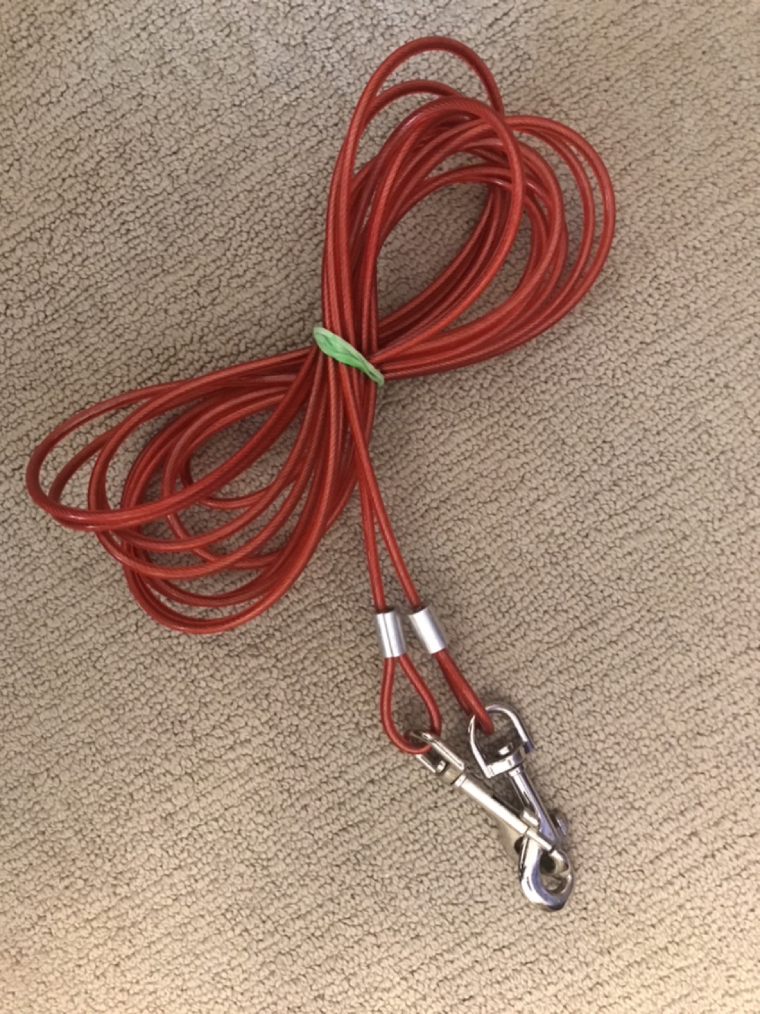 Red Pet Tie-Out Cable with Swivel Snaps