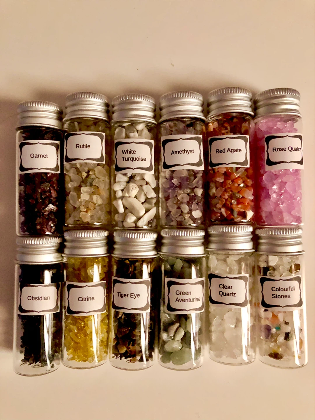 Collection of 12 Gemstone in Jars Only $10 for all 12.