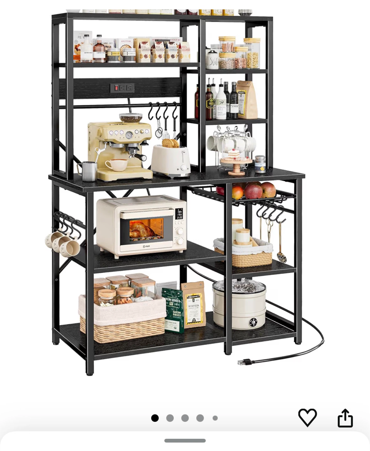 SUPERJARE Large Bakers Rack with Power Outlets