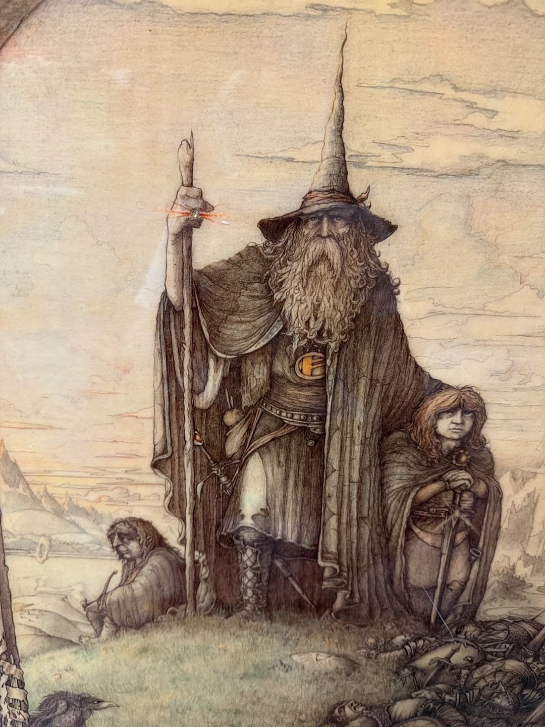 Fantasy Art Print - Gandalf with Staff and Companions - photo 2