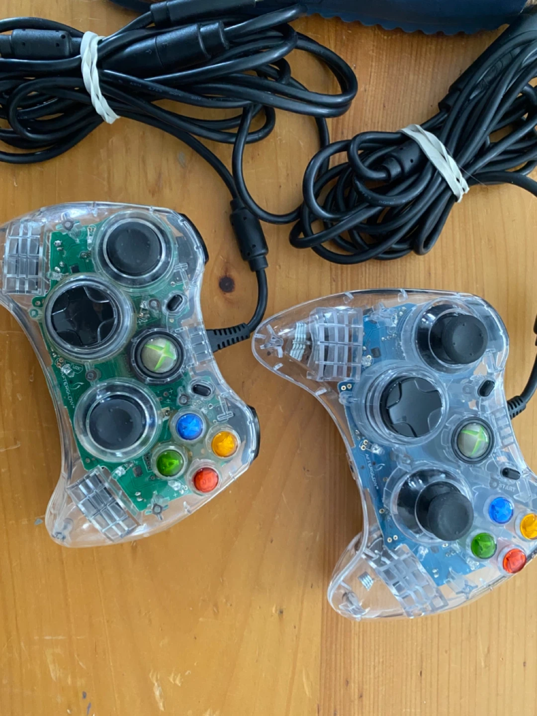 2x  take both for 25.00 Clear Wired Controllers for Xbox  360
