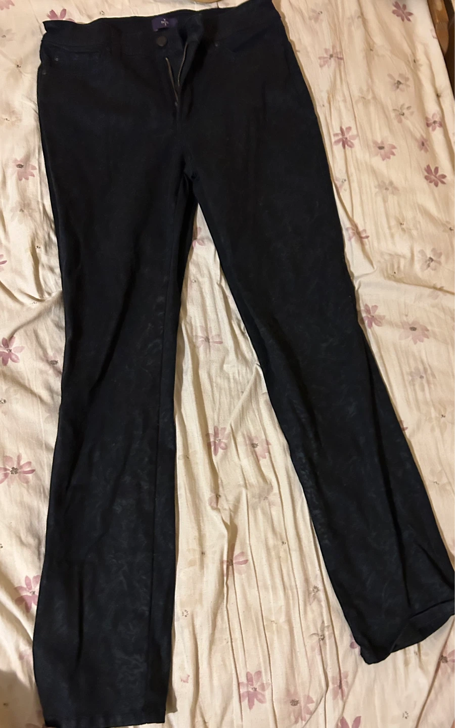 NYDJ Black Patterned Flare Pants Size 6