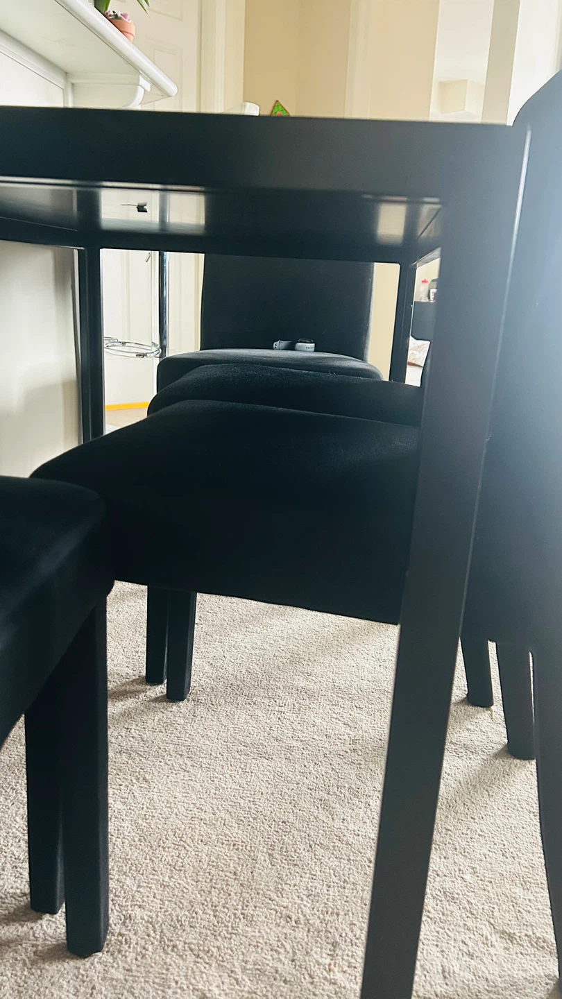 Black Glass Top Dining Table with 4 Chairs - photo 5