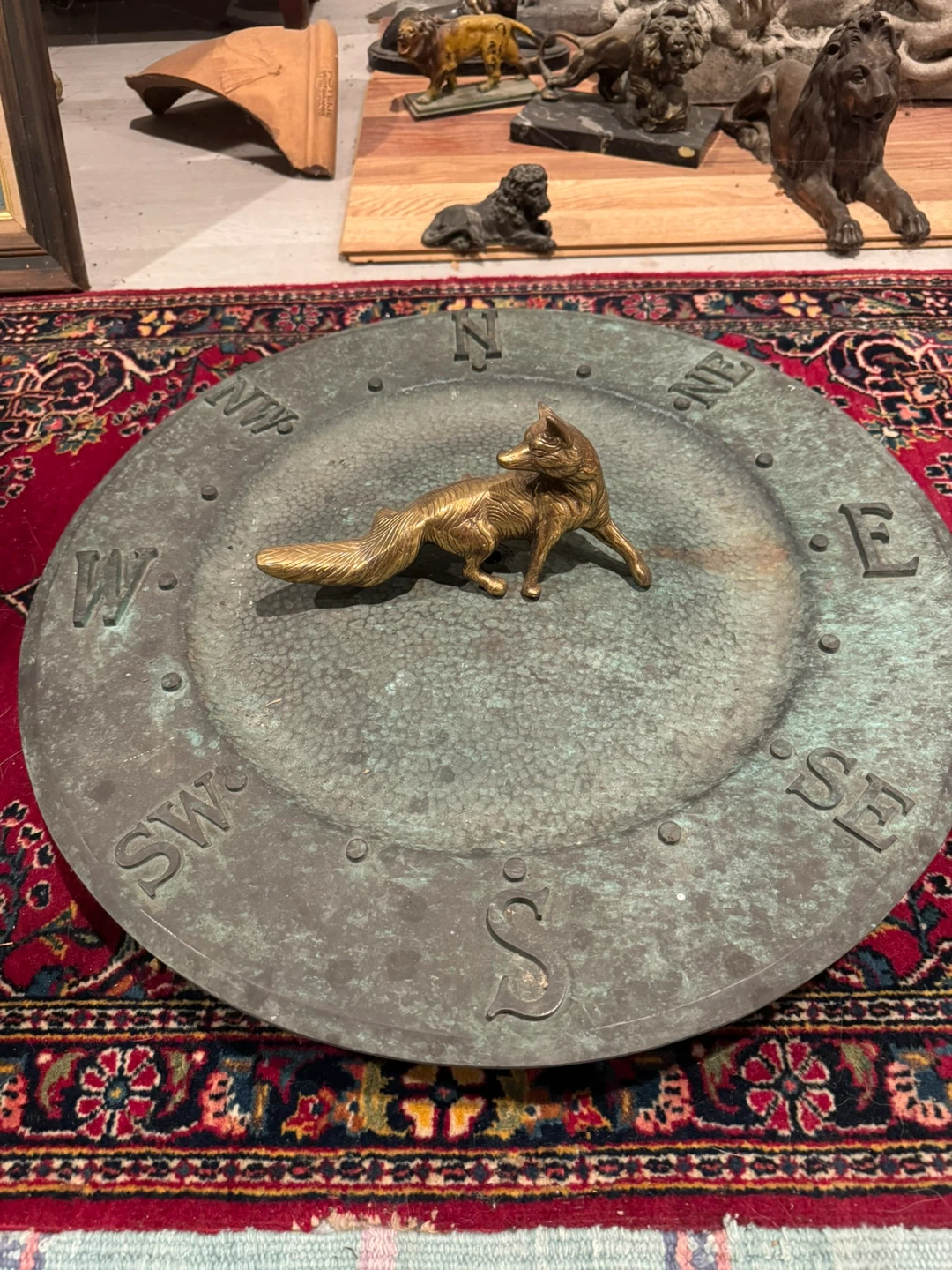 Large Vintage Bronze Compass Rose Plaque - photo 3