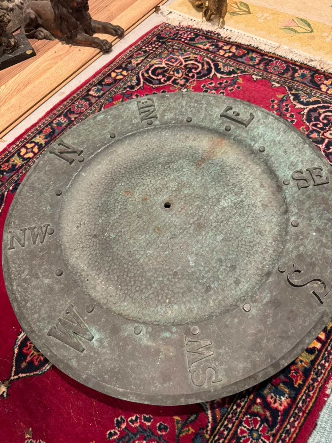 Large Vintage Bronze Compass Rose Plaque - photo 4