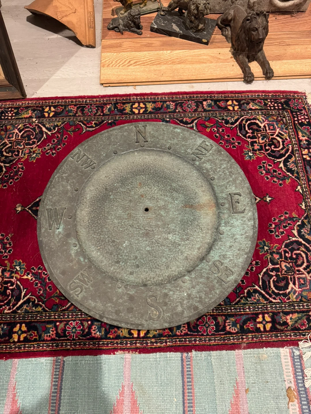 Large Vintage Bronze Compass Rose Plaque - photo 5