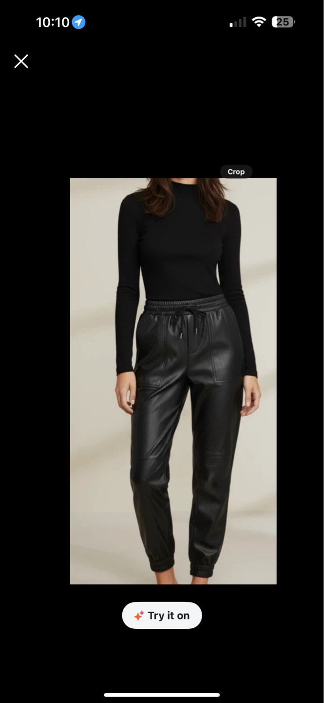 Zara Black Faux Leather Jogger Pants