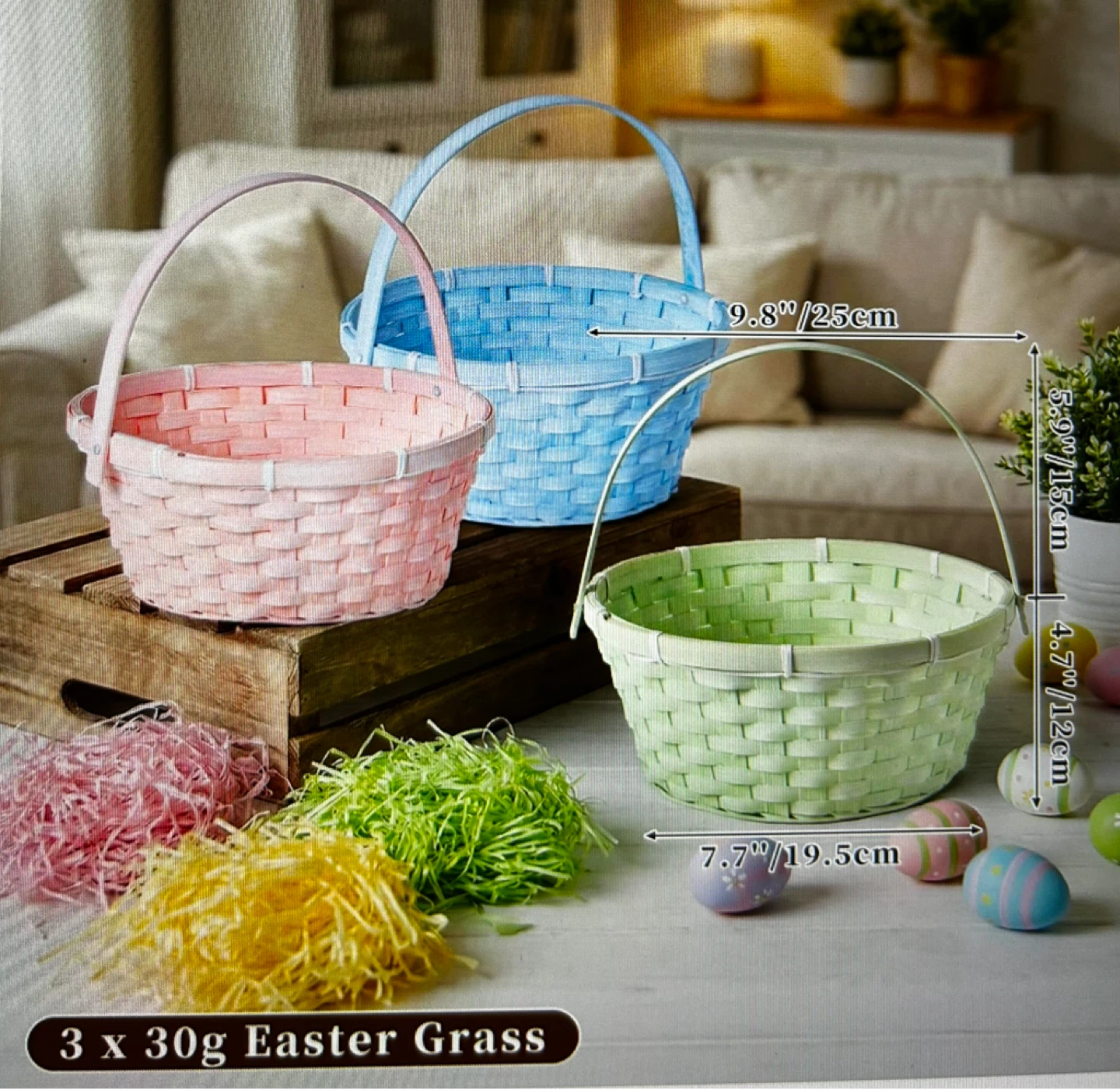 Set of 3 Pastel Baskets with Fillers