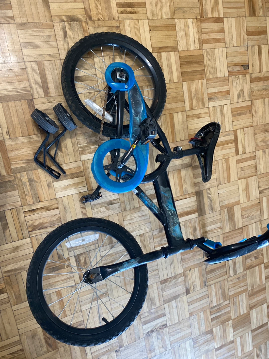 Black Bicycle with Blue Chain Guard