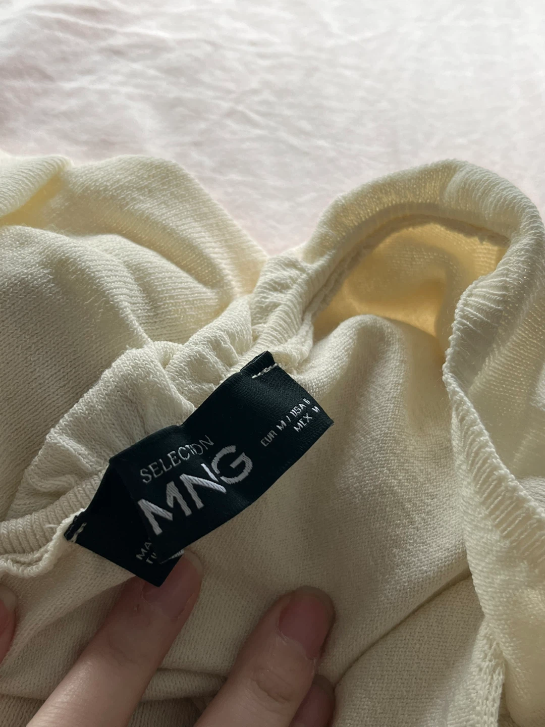 MNG Ruched Off-the-Shoulder Dress Cream Size M - photo 3
