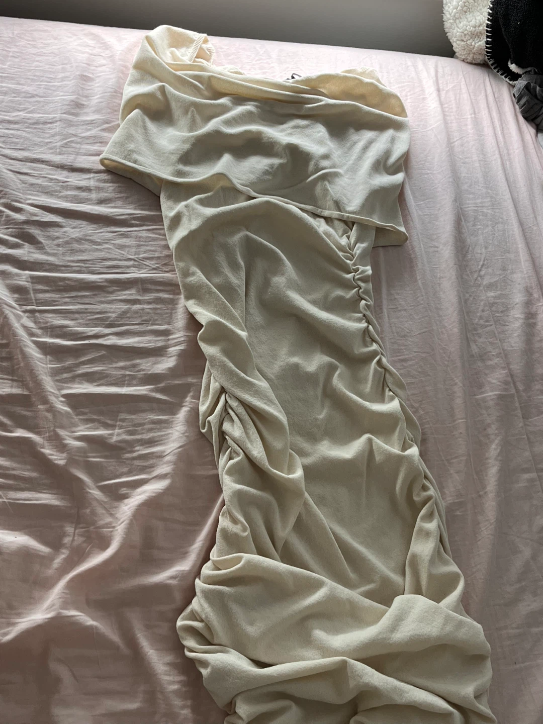 MNG Ruched Off-the-Shoulder Dress Cream Size M - photo 2
