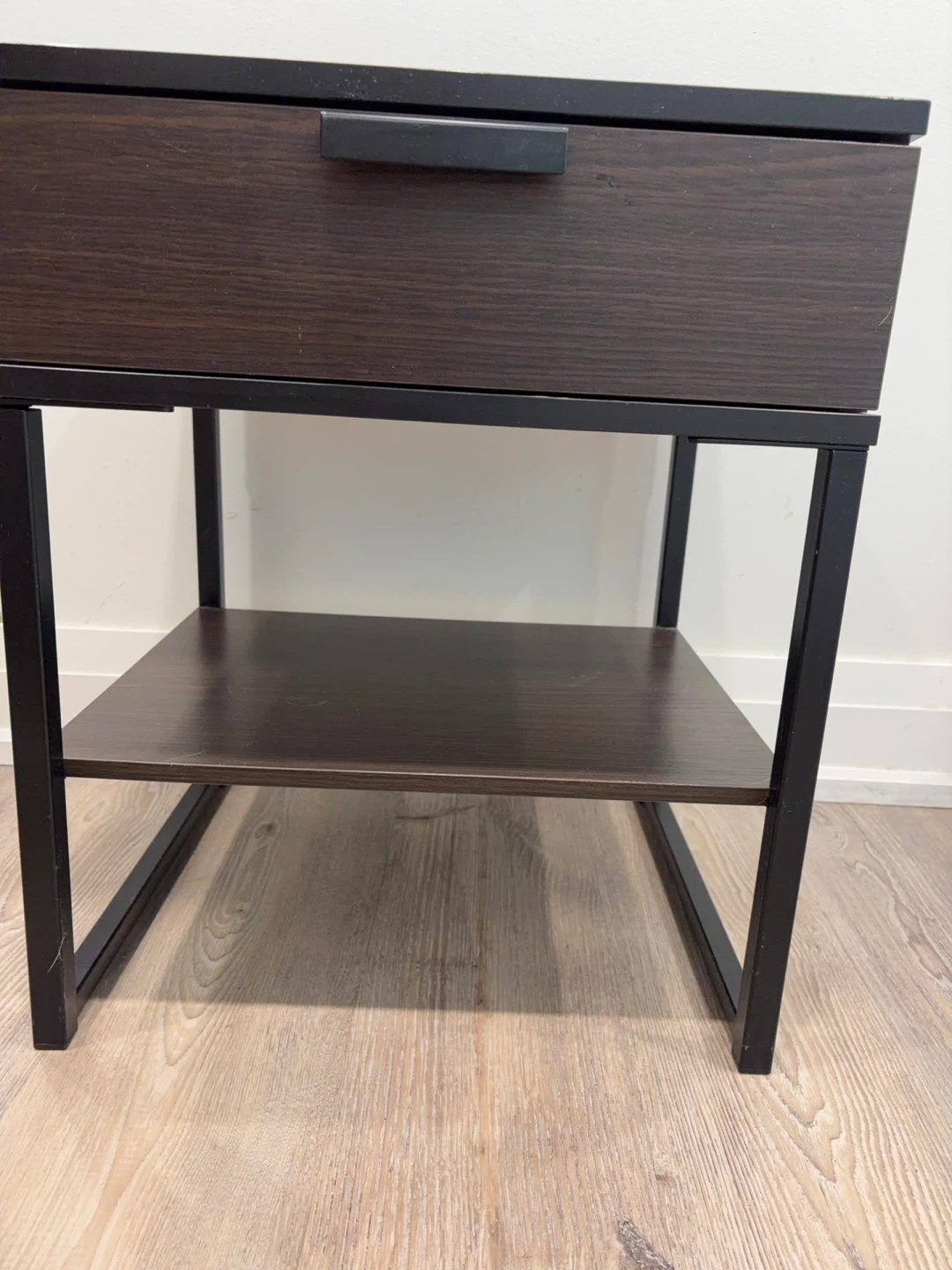 Dark Brown Nightstand with Drawer and Shelf 🌱 - photo 3