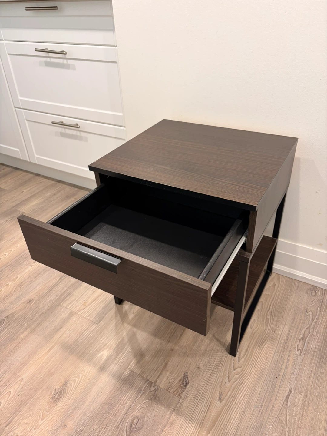 Dark Brown Nightstand with Drawer and Shelf 🌱 - photo 2