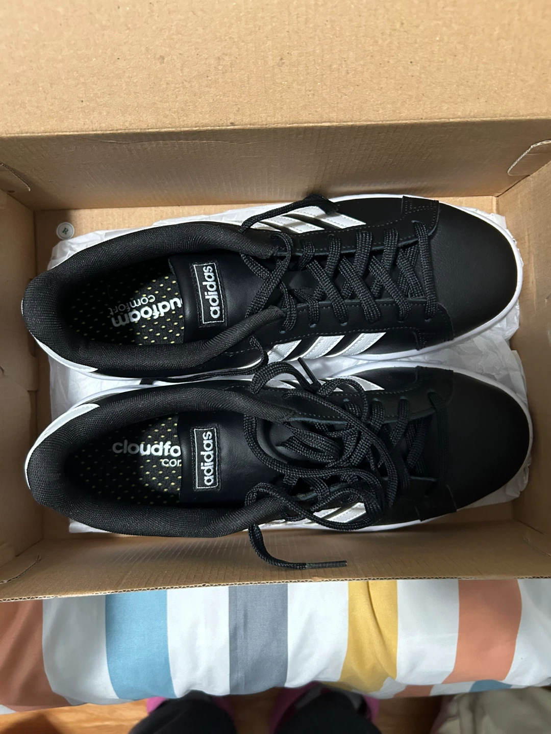 Adidas Grand Court Shoes - Black/White - Size 10