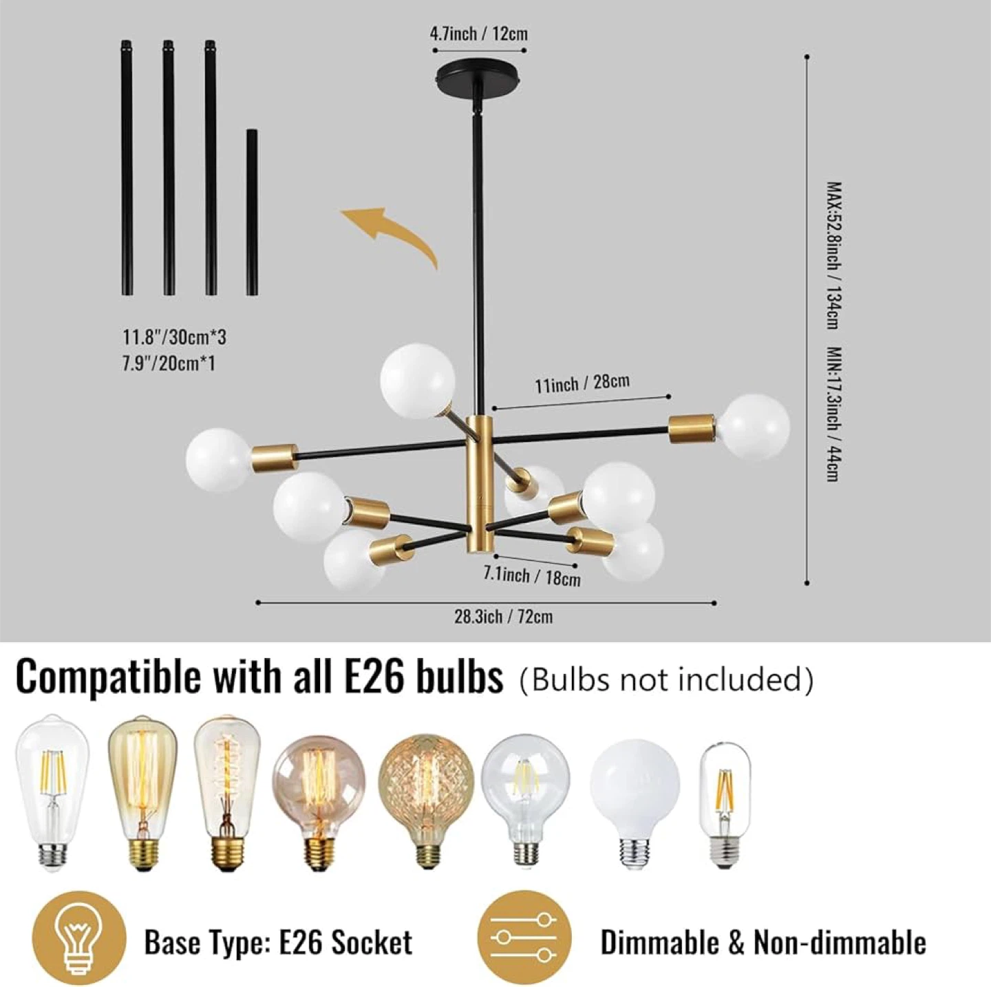 Lanburch Ceiling Light, 8-Light Chandelier - photo 4