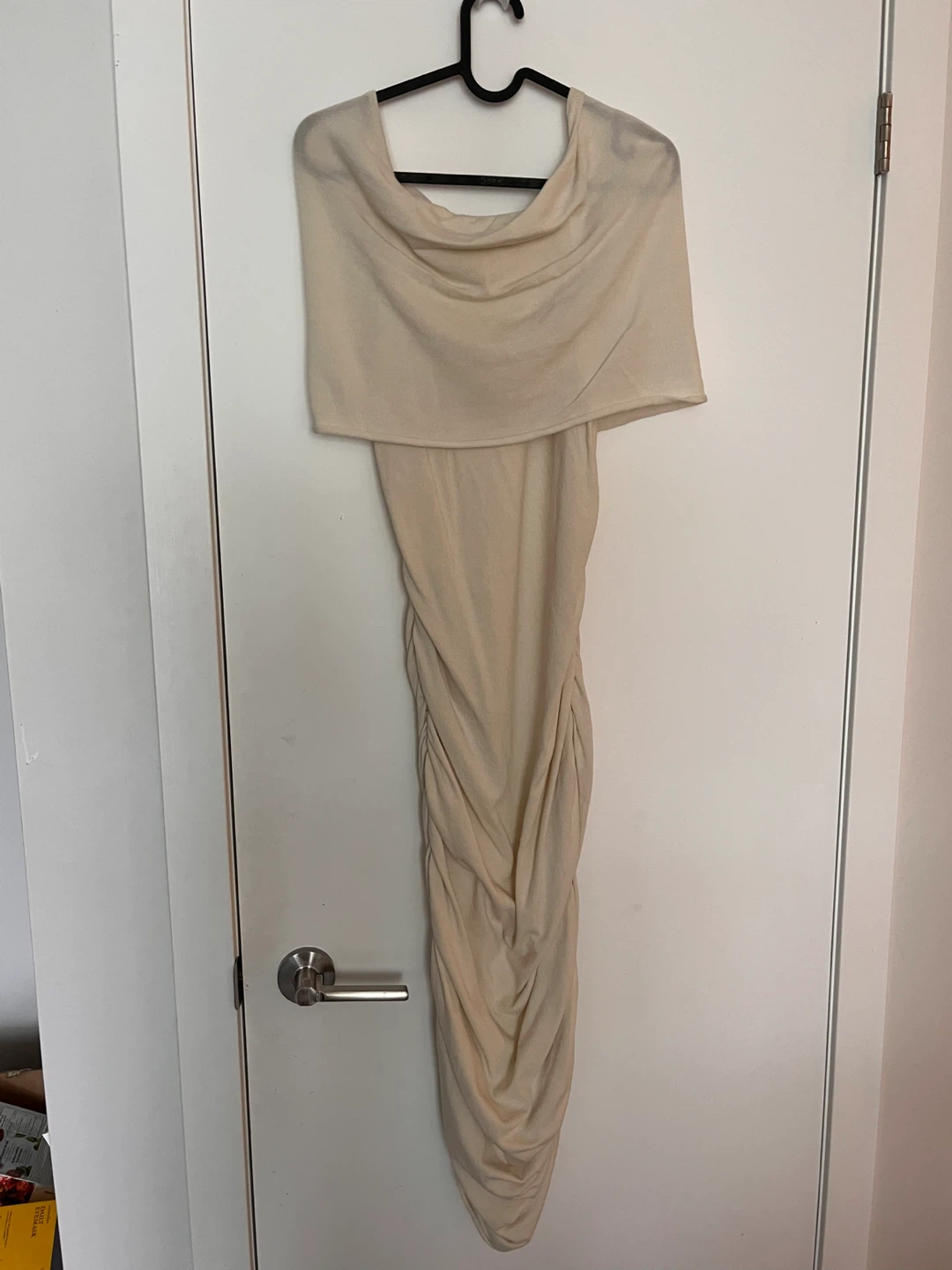 MNG Ruched Off-the-Shoulder Dress Cream Size M - photo 4