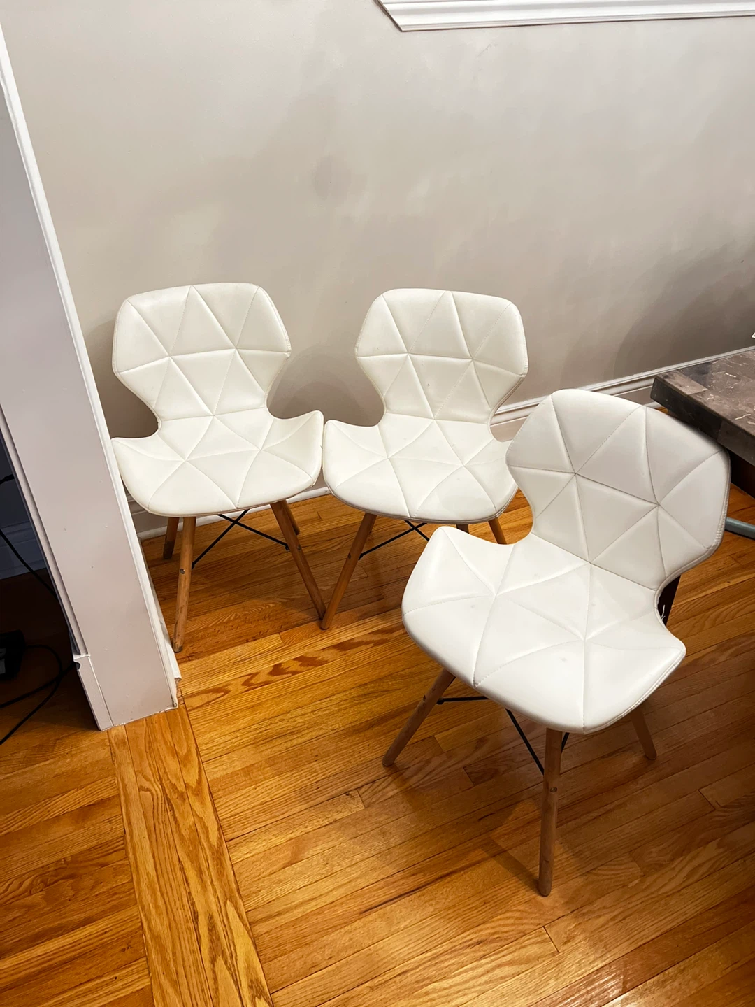 Set of 3 White Dining Chairs