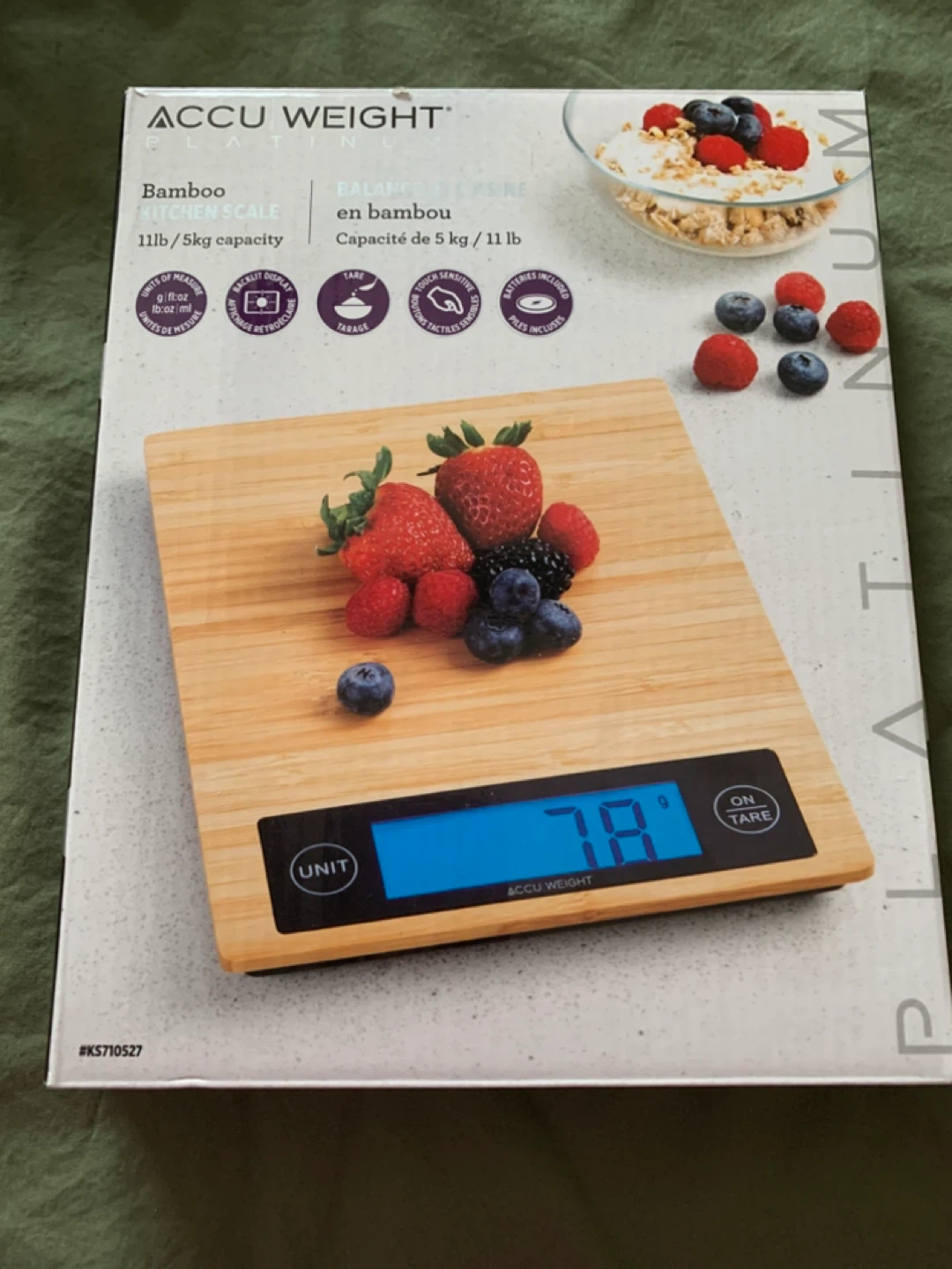 Accu Weight Platinum Bamboo Kitchen Scale 11lb/5kg