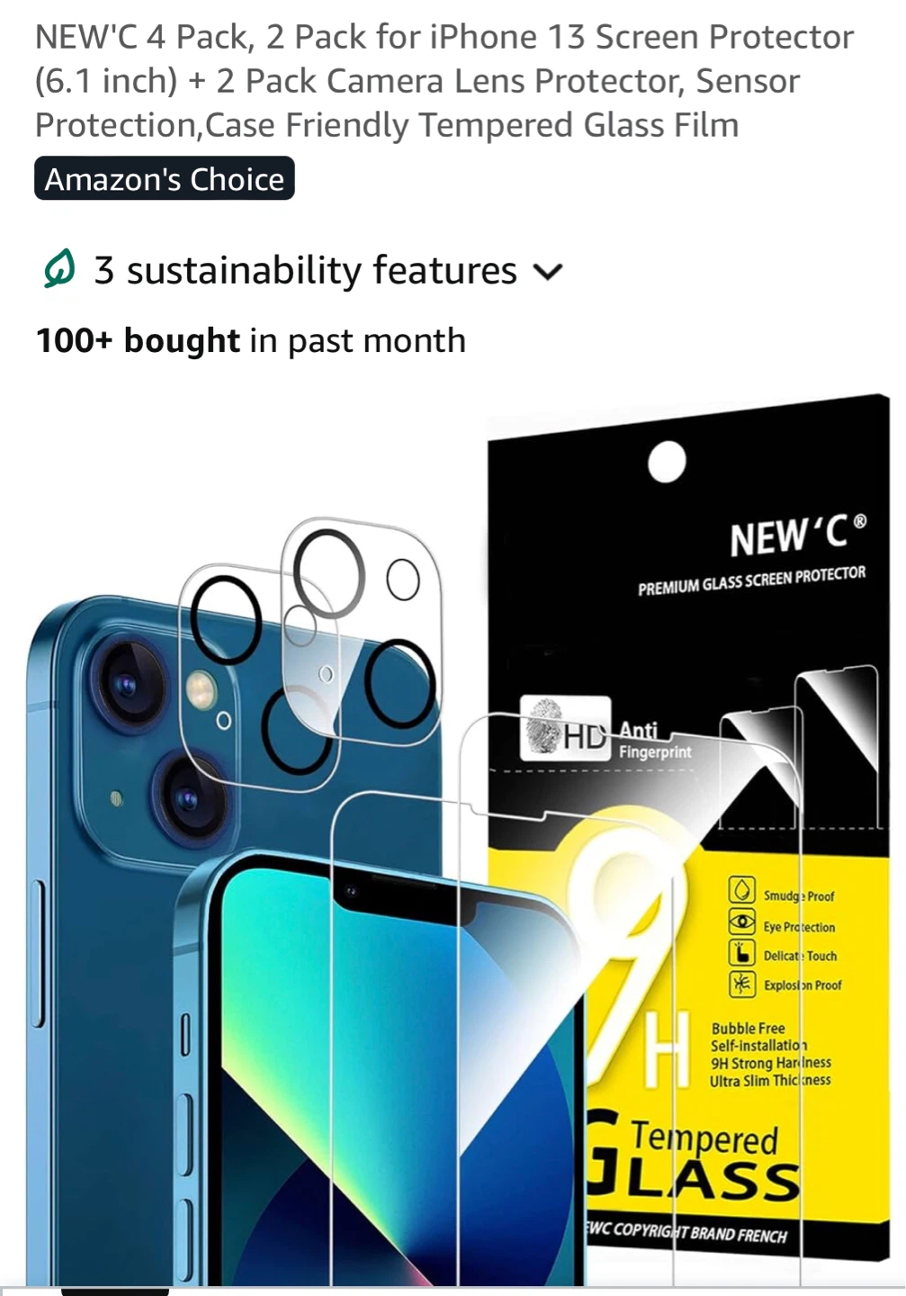 iPhone 13,2 Screen Protector + 2 Pack Camera Len - photo 2