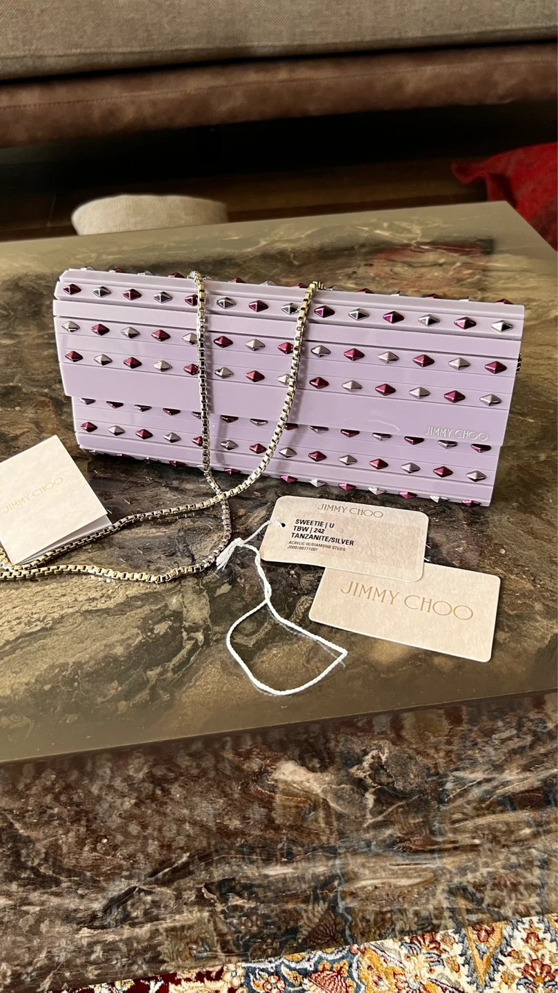 Jimmy Choo Sweetie U Clutch Bag Lavender - photo 3
