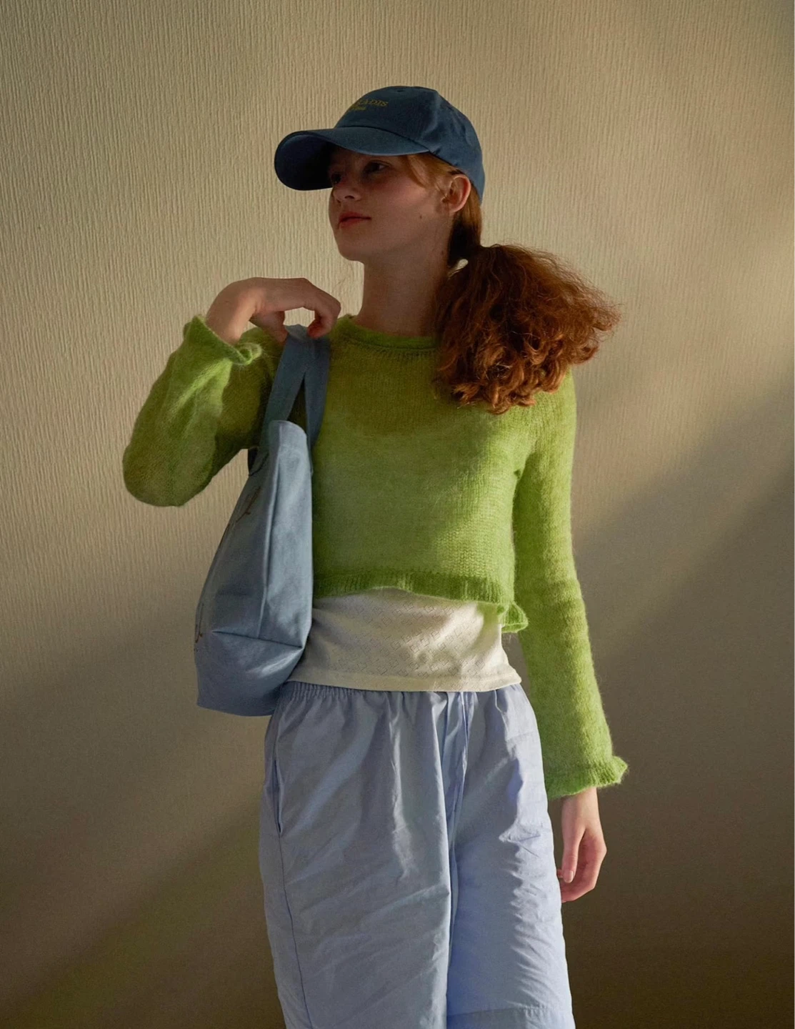 Soft Green Sheer Knit Alpaca Sweater - Size S - photo 3