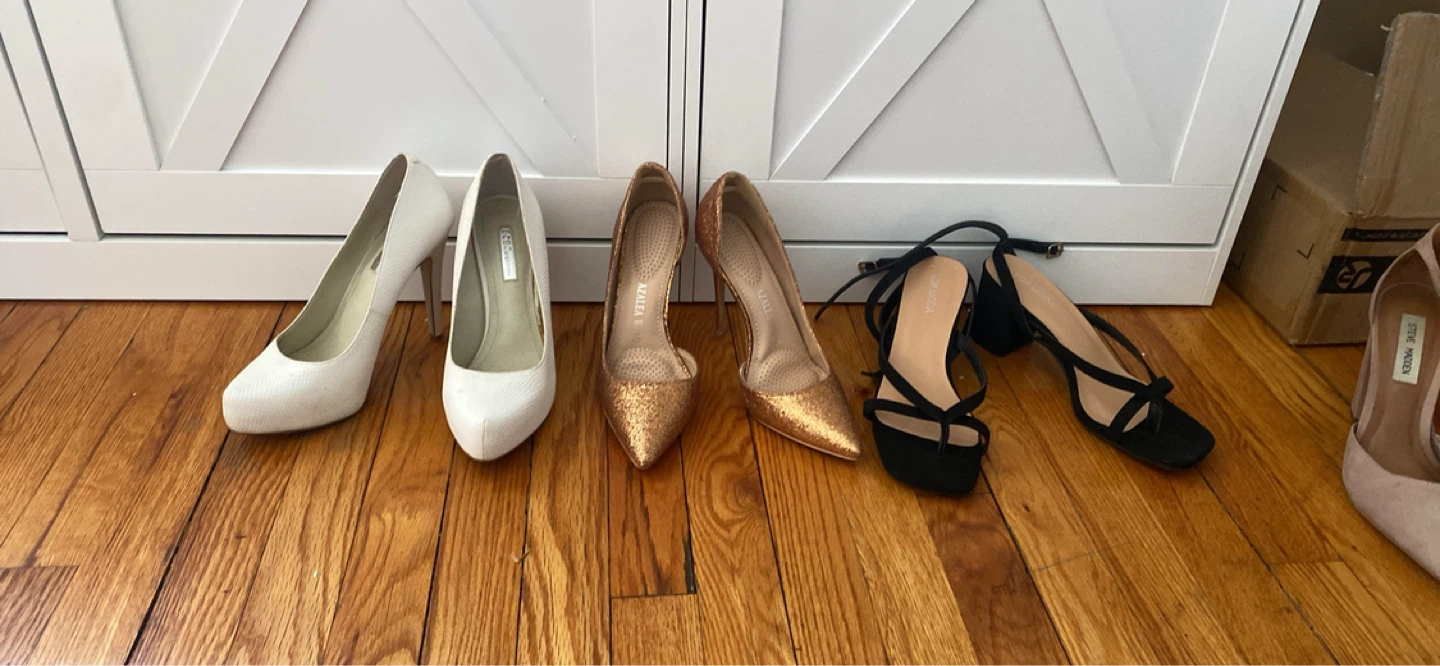 White, Gold, and Black Heels Bundle