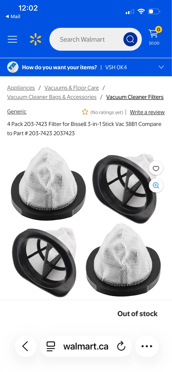 4 Pack 203-7423 Filters for Bissell 3-in-1 Stick Vac 38B1