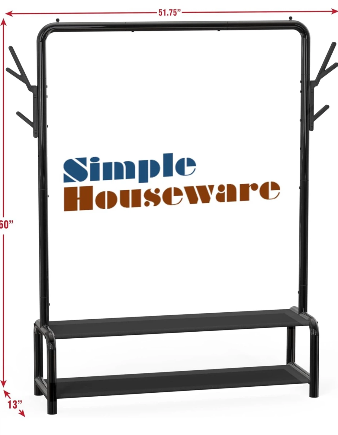 Simple Houseware 52-Inch Garment Rack, Black - BN - photo 4