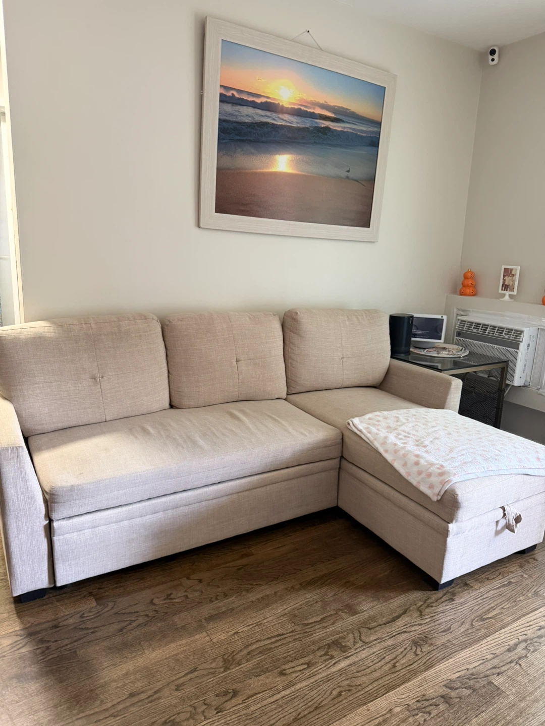 Linen Sectional Sofa with Storage Ottoman - photo 2
