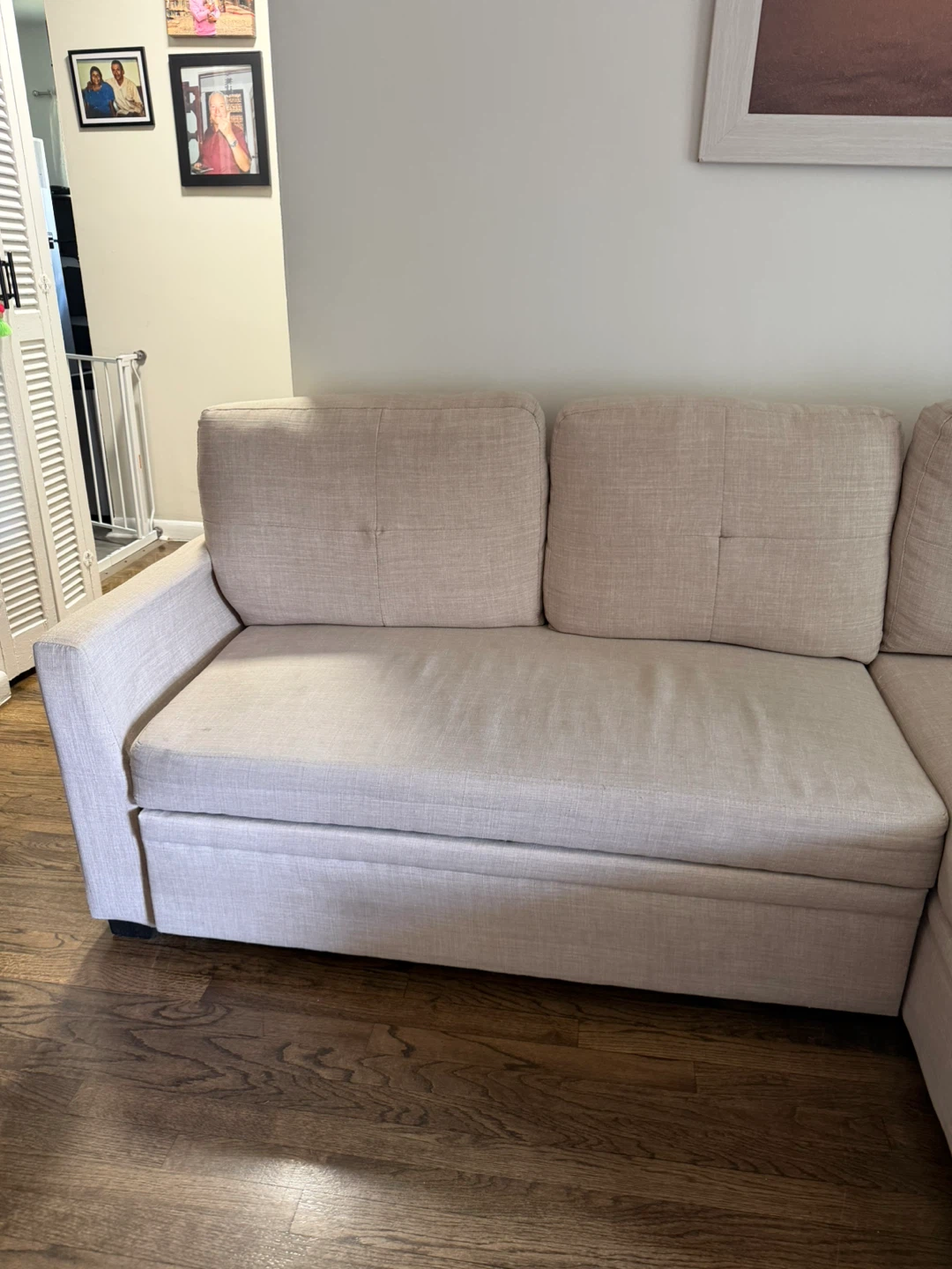 Linen Sectional Sofa with Storage Ottoman - photo 4