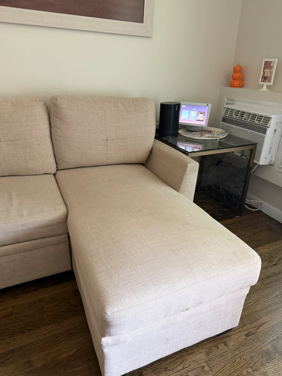 Linen Sectional Sofa with Storage Ottoman - photo 5