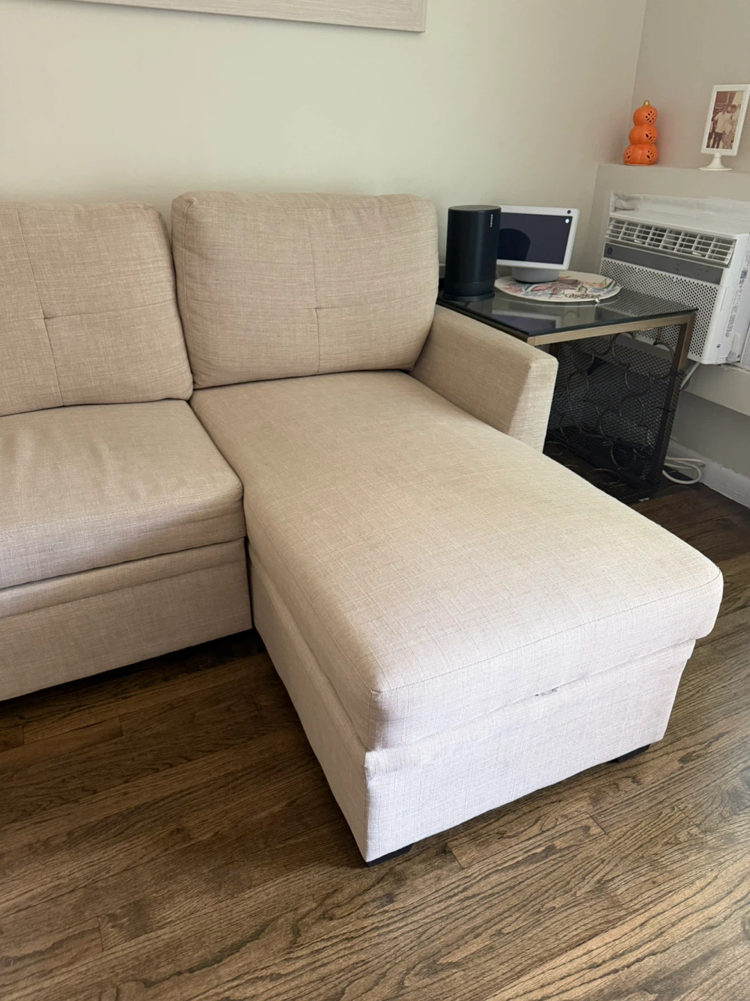 Linen Sectional Sofa with Storage Ottoman - photo 3
