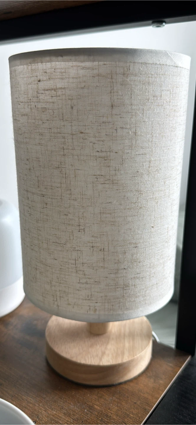 Small Fabric Table Lamp with Wood Base