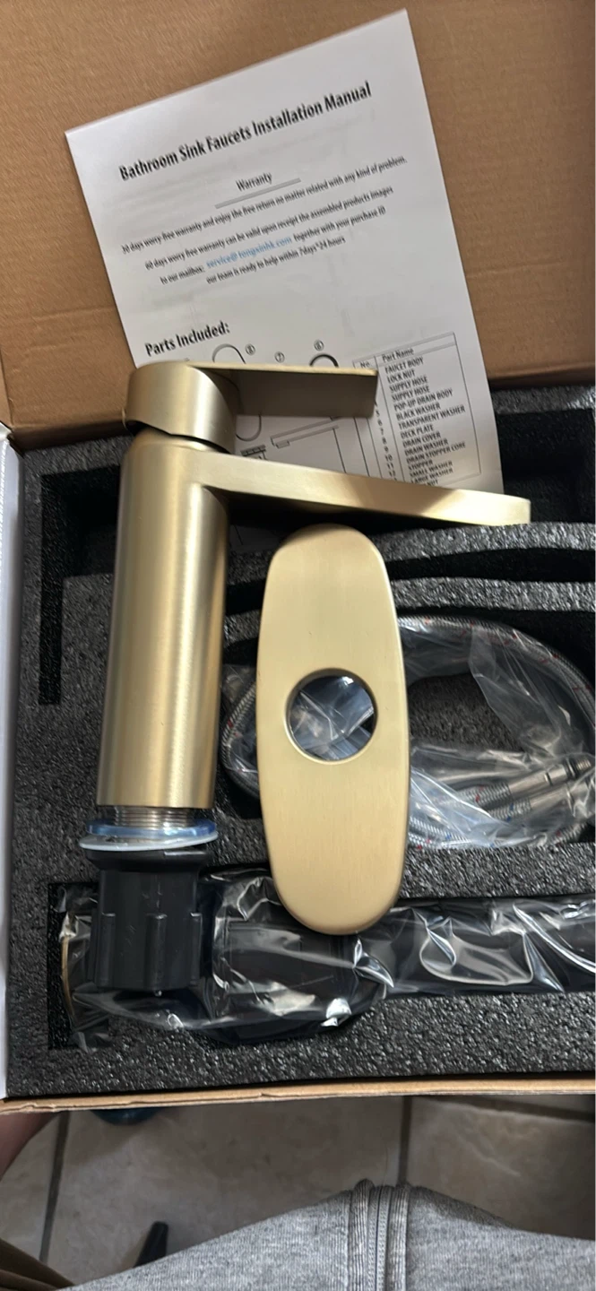 Gryps Brushed Gold Bathroom Sink Faucet - photo 3